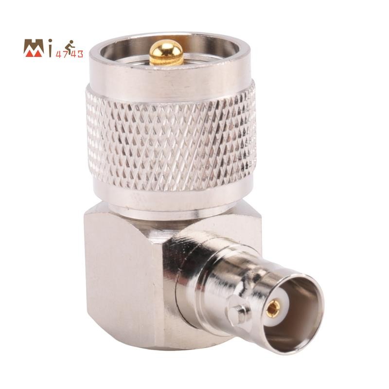 Mi4743UHF PL259 -259 ขั้วต่ออะแดปเตอร์มุมขวาหญิง BNC สีเงิน