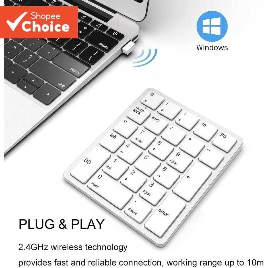 Jomaa คีย์บอร์ดตัวเลขไร้สาย 26 คีย์ 2.4 GHz 10 คีย์ USB