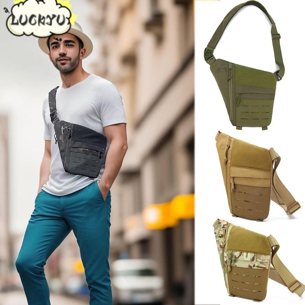 LUCKYU กระเป๋าสะพายข้าง, Nylon Formfitting Crossbody Chest Bag กระเป๋าคาดหน้าอก, กระเป๋าสตางค์สําหรับเดินทางกันขโมย