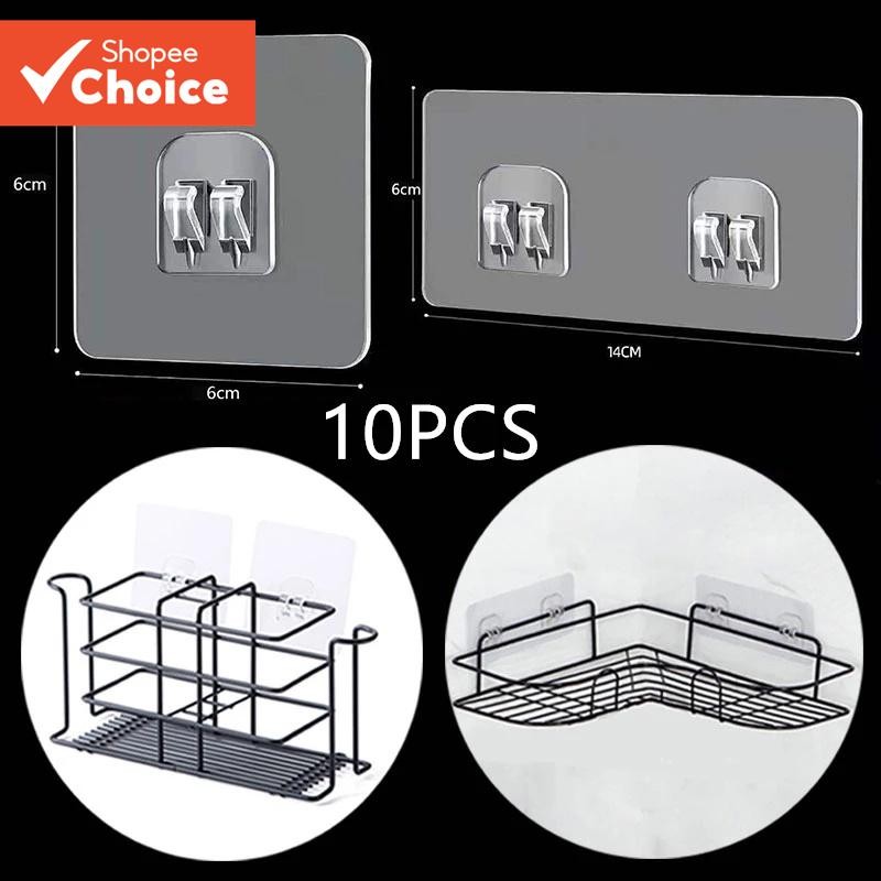 10PCS Strong Self-Adhesive Snap โปร่งใสตะขอแขวนสําหรับห้องครัวห้องน้ํา Gadgets