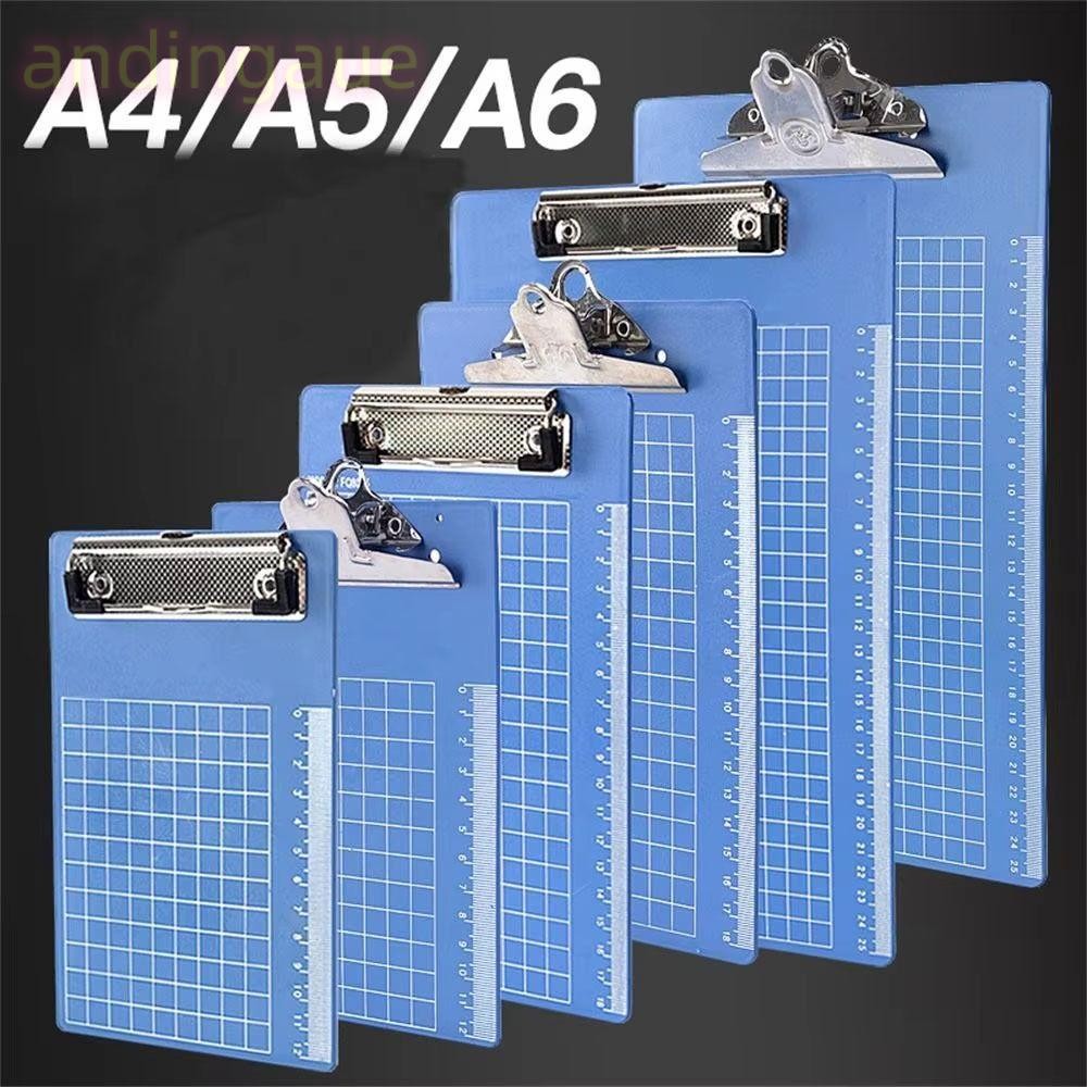 ANDIN 1 ชิ้นกระดานเขียน Pad Board, A4/A5/A6 คลิปบอร์ดเขียนพลาสติก, ทนทาน Blue เมนูโฟลเดอร์บิลรวบรวมหนังสืออุปกรณ์การเรียน