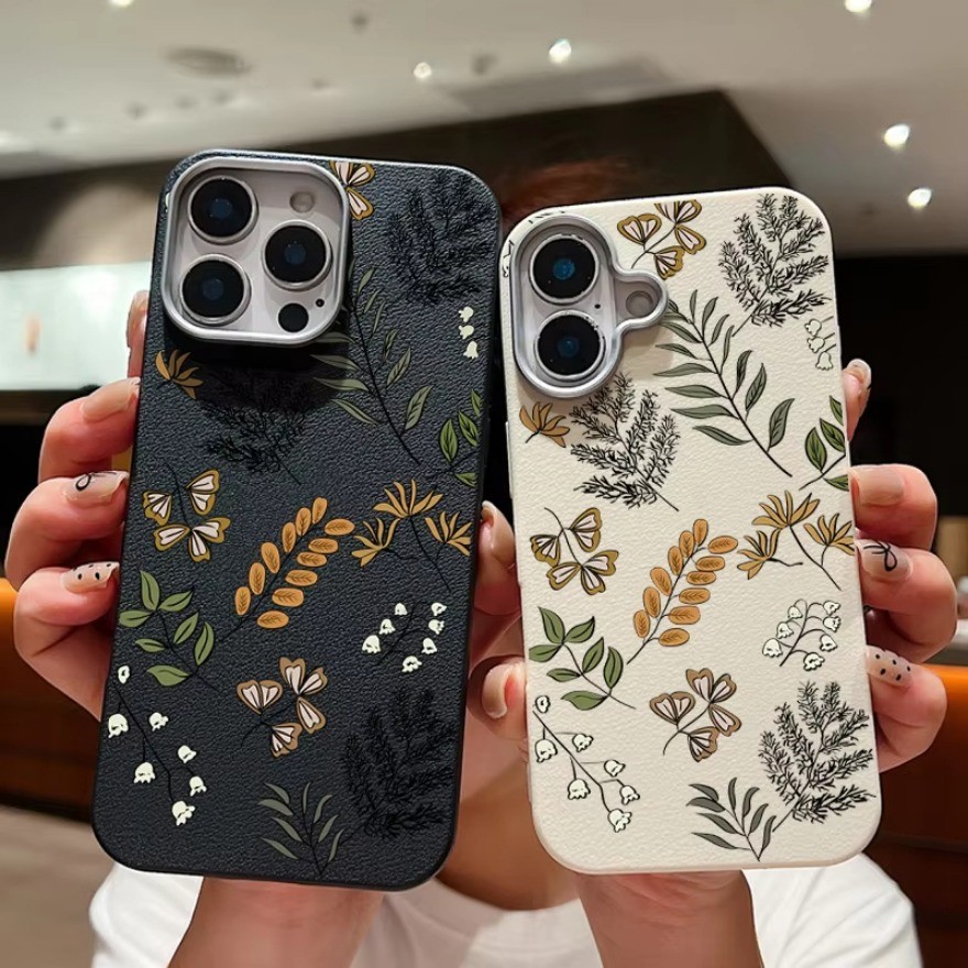SAMSUNG LeafรูปแบบกราฟิกPUหนังสําหรับSamsung A52 A52s A72 A23 M13 A33 A53 A73 A24 A34 A54 A25 A35 A55 A02 M02 A03 Coreบางแฟชั่นRetro Simpleกันกระแทก