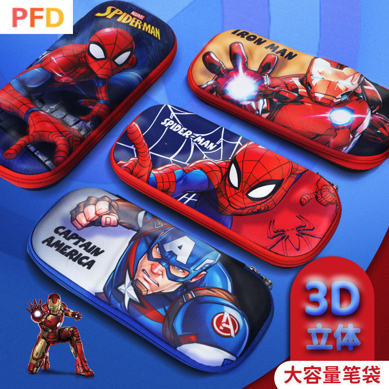 Disney Spiderman กล่องเครื่องเขียนกล่องดินสอกล่องดินสอการ์ตูน 3D สามมิติรูปแบบน่ารักหลายชั้นขนาดใหญ่