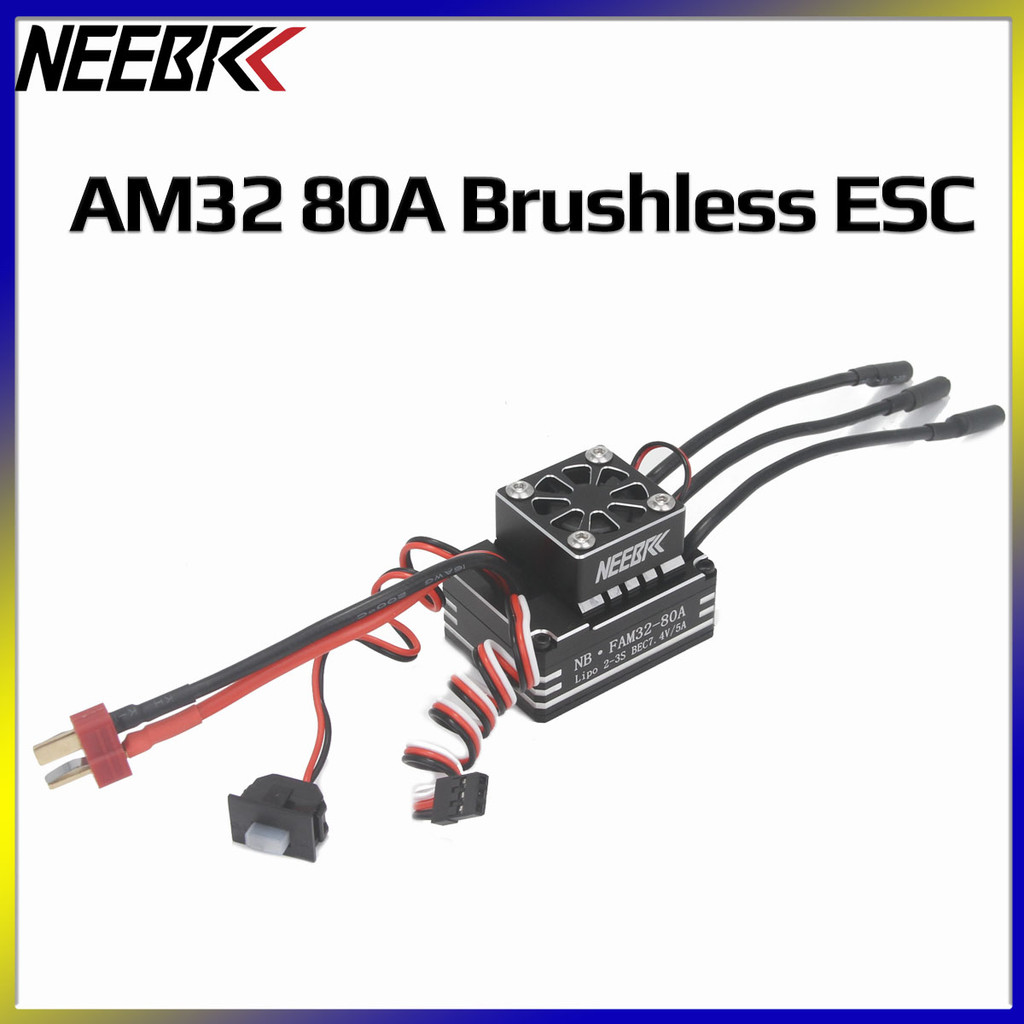 NEEBRC AM32 80A กันน้ํา Brushless ESC 2-3S Li-PO BEC เอาต์พุต 7.4V/5A สําหรับ 1:10/1:8 ปีนเขา/ปิดแผน