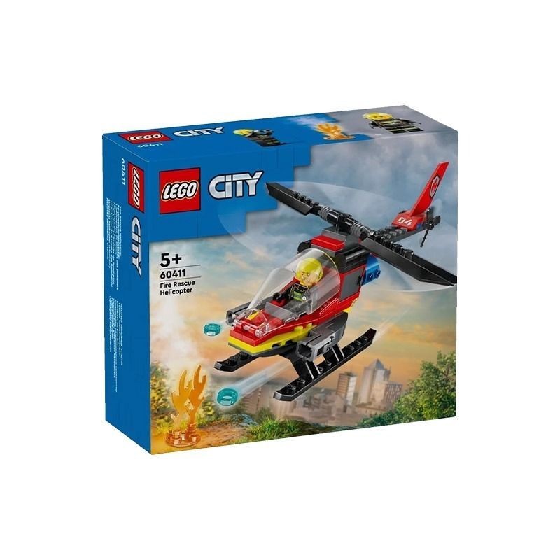 LEGO/LEGO City Series 60411 Fire Helicopter Boys Girls Educational Building Block ของเล่น20250608