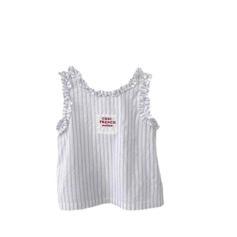 ฤดูร้อนสาวเสื้อกั๊กลายแขนกุดลูกไม้เด็กแฟชั่น