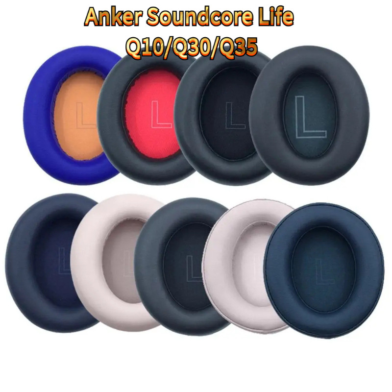 แผ่นรองหูฟังทดแทน ToKerNew 1 คู่ สำหรับหูฟัง Anker Soundcore Life Q10 Q30 Q35 หูฟังหนัง ครอบหูฟัง