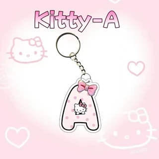 Kawaii Hello Kitty คู่การ์ตูนอะคริลิคพวงกุญแจอะนิเมะ 26 ตัวอักษรสร้างสรรค์เด็กผู้หญิงกระเป๋านักเรียนจี้แขวนตกแต่ง