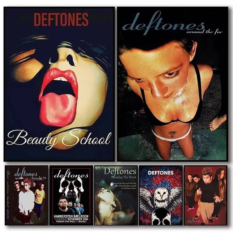 โปสเตอร์วงดนตรี Deftones วินเทจและพิมพ์ผ้าใบ ปกอัลบั้มเพลงย้อนยุค ตกแต่งผนัง พิมพ์ความงามไม่มีกรอบสําหรับบ้านห้องนอนและพื้นที่พัดลม