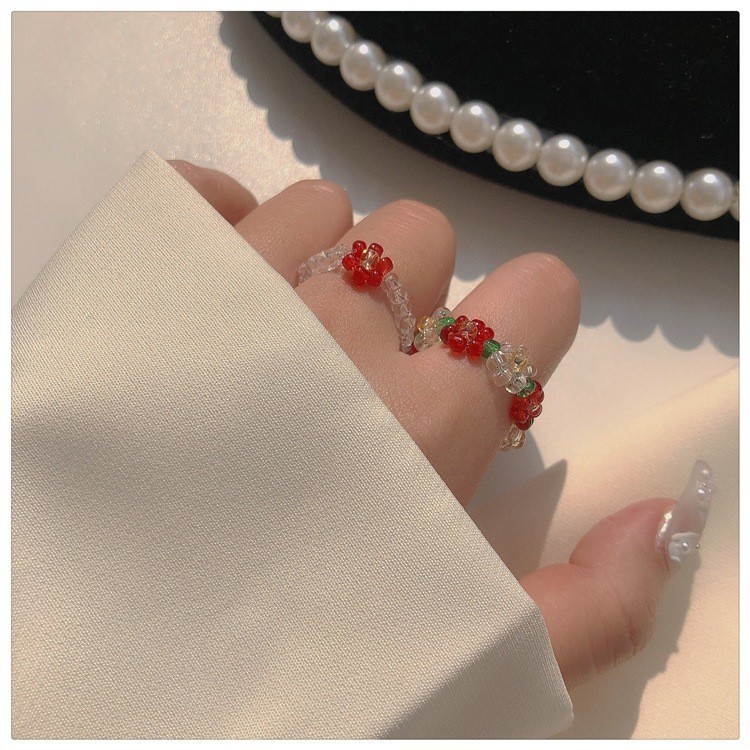 แหวน แหวนแฟชั่น แหวนลูกปัดดอกไม้  สําหรับผู้หญิง เที่ยวทะเล สไตล์เกาหลี COD y2k - รูปที่ 6