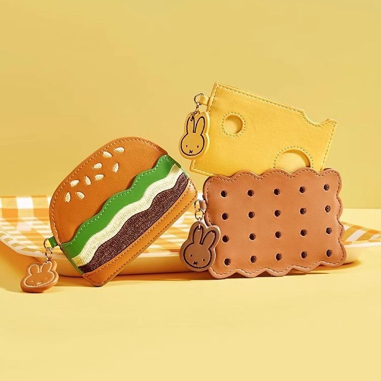 ✨M Kee Burger card Holder สไตล์ญี่ปุ่น Vitality สาวน่ารักขนาดเล็กมินิ Multi-card Slot แบบพกพา ID บิส