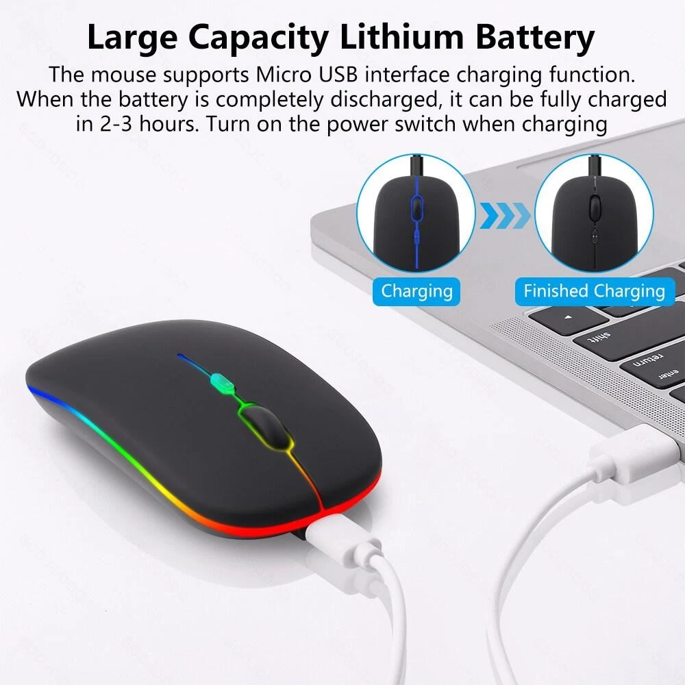 เมาส์ไร้สาย Dual Mode 2.4Ghz USB + Bluetooth มีไฟ LED thumbnail 4