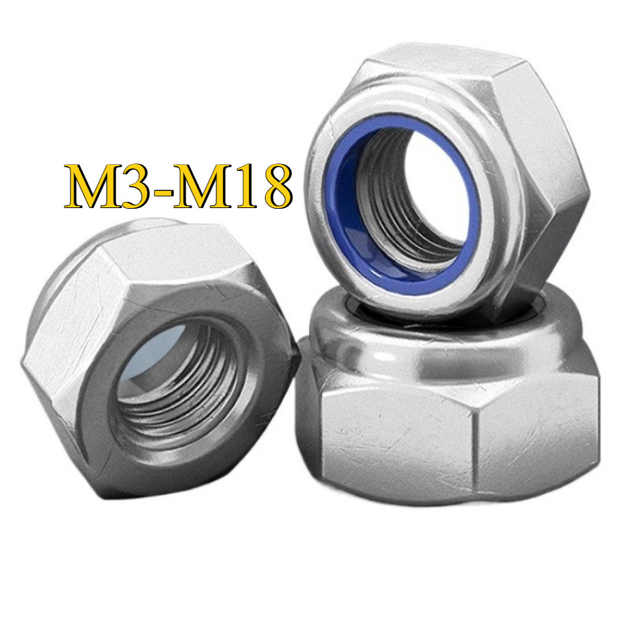 หัวน็อต ตัวเมีย ไนลอน สแตนเลส 316/ Hexagon Nylon Insert Lock Nut Stainless M3/M4/M5/M6-M20 (WJX-YL-TH-1)
