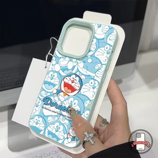 แฟชั่นเต็มจอภาพอะนิเมะโดราเอมอน เคสเข้ากันได้กับ IPhone 17 air XR 15 13 12 11 14 16 Pro Max XS 16 14 15 Plus X