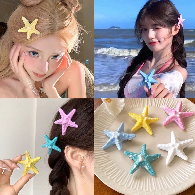 การ์ตูนที่มีสีสันปลาดาวกิ๊บสไตล์ร้อนด้านชายหาดกิ๊บหญิงฤดูร้อนวันหยุดผ้า