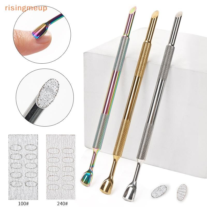 [risingmeup] Double Head Cuticle Pusher Cutter Remover Salon คุณภาพเจลยาทาเล็บ Peeler Scraper ทนทานทําเล็บมือเล็บเท้าเครื่องมือทําความสะอาดใหม่