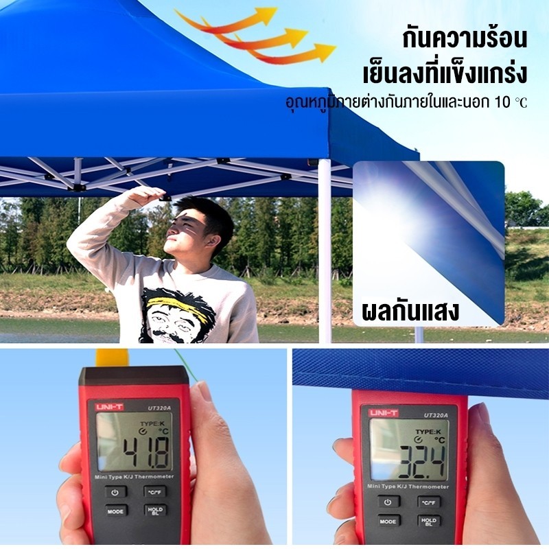 เต้นท์ขายของ พร้อมผ้าข้าง 2x2 3x3 3x4.5 เมตร ผ้าข้างใสPVC 3ด้าน โครงเหล็ก T1S ผ้าใบรุ่น 3200D เต็นท์พับได้ - รูปที่ 4