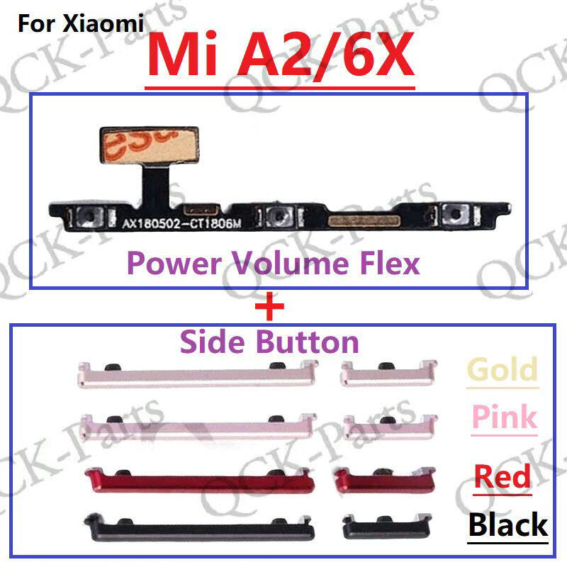 สําหรับ Xiaomi Mi A2 / 6X ปุ่มปรับระดับเสียงไฟปุ่มด้านข้าง Flex Cable Keys ปุ่มปิดระดับเสียงขึ้นและลงด้านข้างอะไหล่ทดแทน