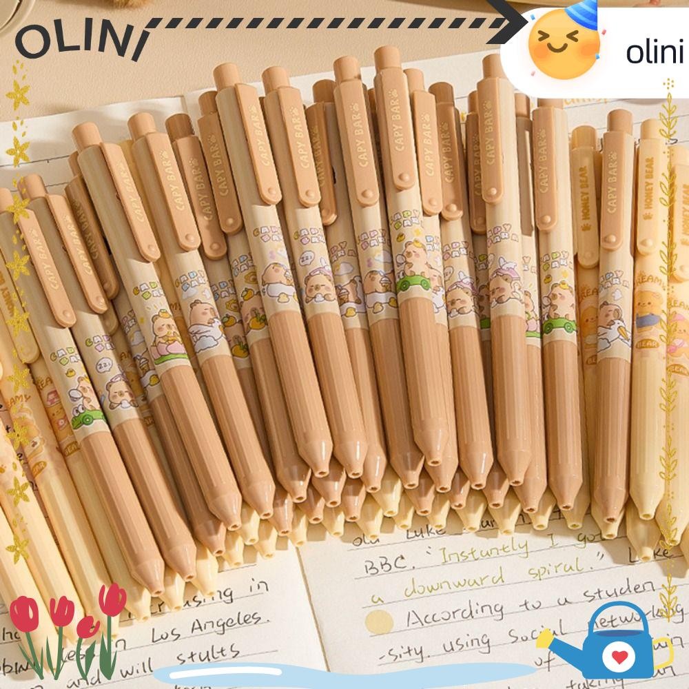 OLIINI ปากกาเจล 12 ชิ้น, Capybara/Butter Bear 0.5 มม.หมึกสีดําปากกาเป็นกลาง, กดแห้งเร็วโดยใช้ปากกาลูกลื่นสํานักงานโรงเรียน