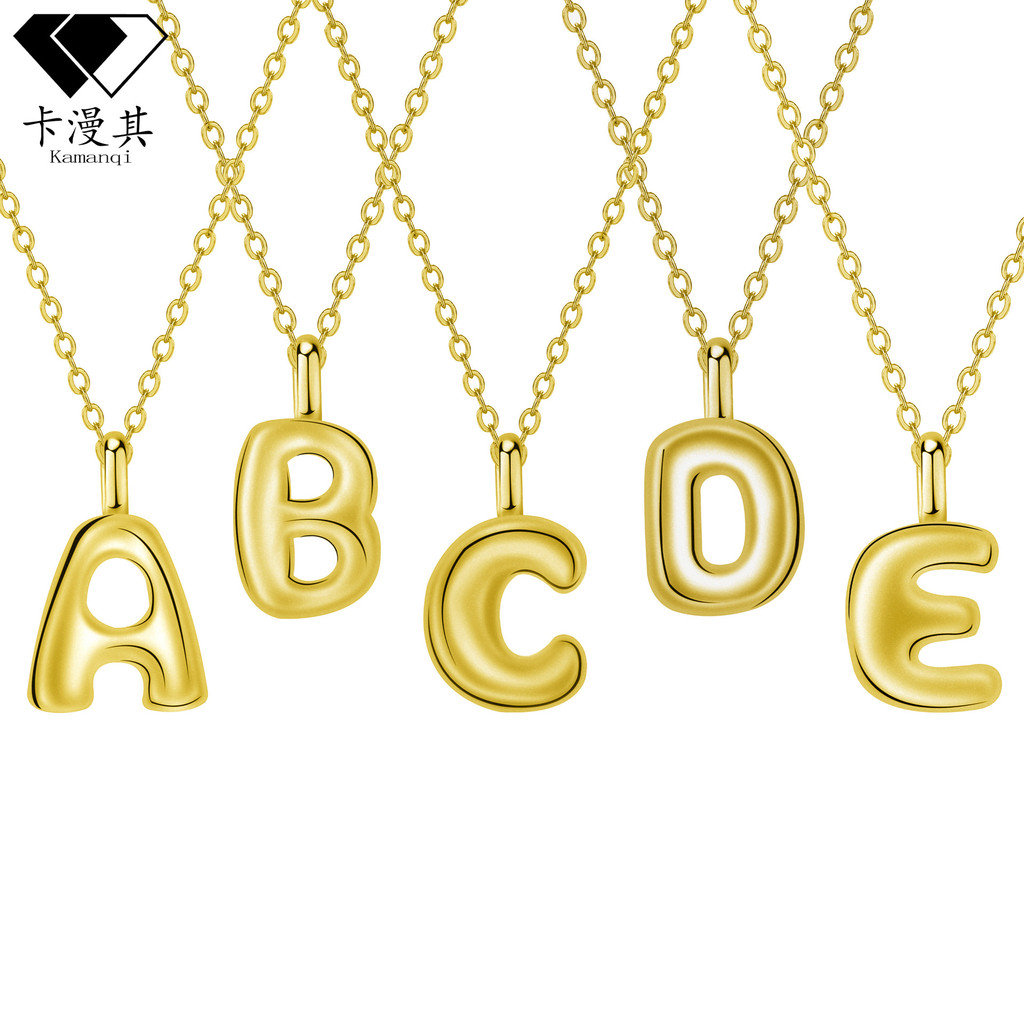Khaki Stacked Jewelry Simple Unique Gold 24 Letter Necklace TK Jewelry