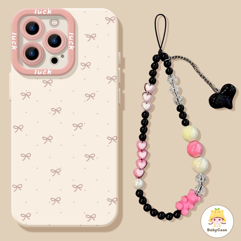 เคสไอโฟน13 7Plus สำหรับ iPhone 15 16 11 13 12 14 Pro Max 7 16 8 14 15 Plus XR XS X Max SE 2020 สร้อยข้อมืออ่อนสดโรแมนติก