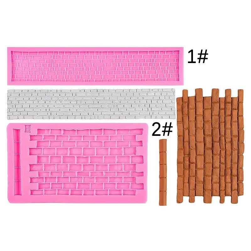 Retro Brick City Wall แม่พิมพ์ซิลิโคน Turned น้ําตาลเค้กอิฐ Wall Edge ตกแต่งเบเกอรี่ช็อกโกแลต Wall Texture แม่พิมพ์