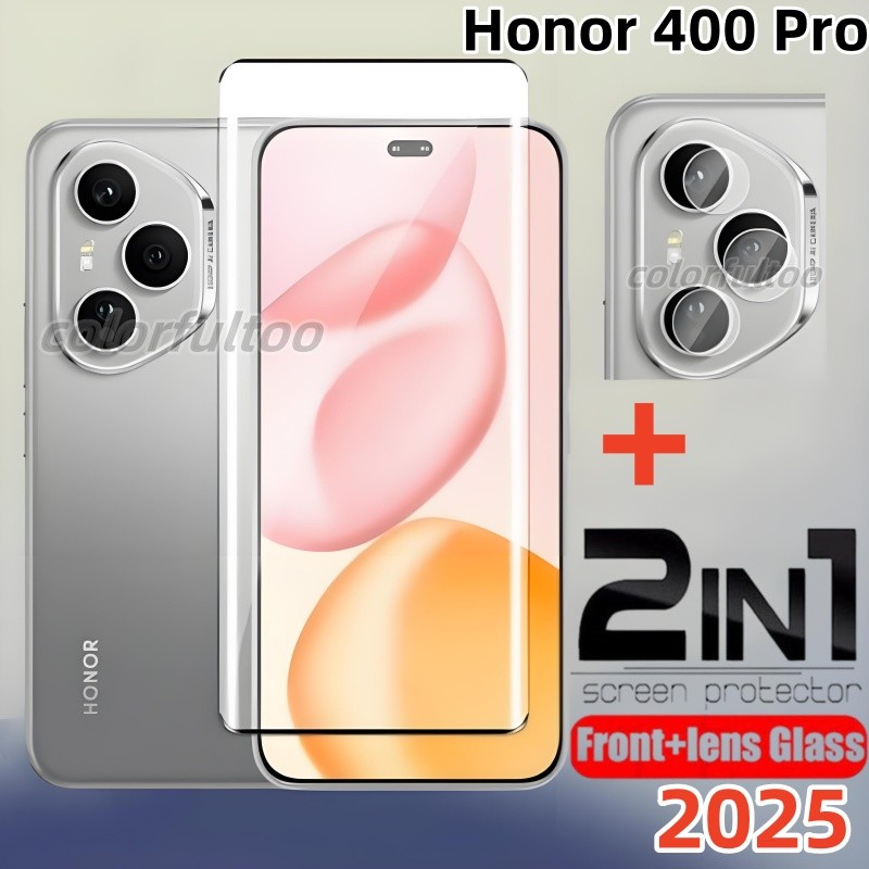 2in1 3Dโค้งกระจกนิรภัยสําหรับHuawei Honor 400 Pro 400Pro Honor400Pro 5G 2025 เลนส์กล้องด้านหลังป้องกันหน้าจอฟิล์มแก้วป้องกัน