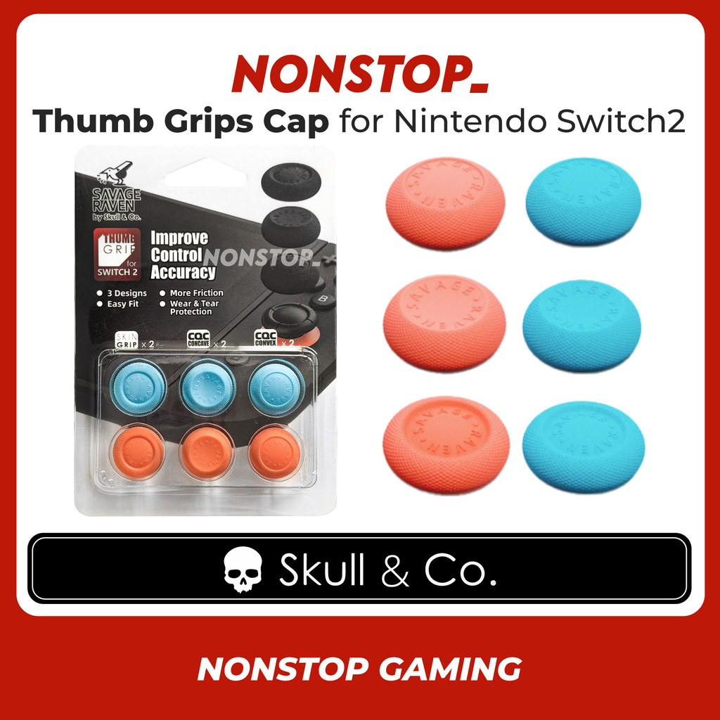 Savage Raven โดย Skull & Co Thumb Grip Set สําหรับ Nintendo Switch 2
