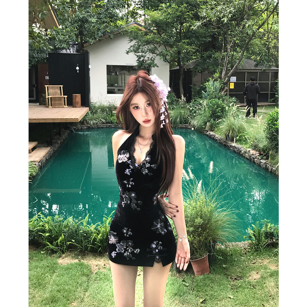 พร้อมสต็อก เร็ว การส่งสินค้า/ฤดูร้อนผู้หญิงท็อปส์/205สไตล์ใหม่สาวร้อนสไตล์เซ็กซี่ ชม. เปลี่ยนแปลง ชุดผู้หญิงเซ็กซี่แคบ-เอวลูกไม้สะโพก-ปิดกระโปรงสั้นชุดสตรี/พรรคเล่นวันเ