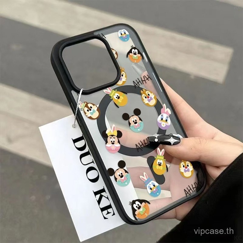 เคสแม่เหล็กการ์ตูนกระต่าย Kiki เข้ากันได้กับ iPhone 14 Pro Max 15 Pro Max 16 Pro Max 13 Pro 12 Pro 11 Pro Max 14 Plus 15 Plus เคสโทรศัพท์โปร่งใสกันกระแทกแบบแข็ง