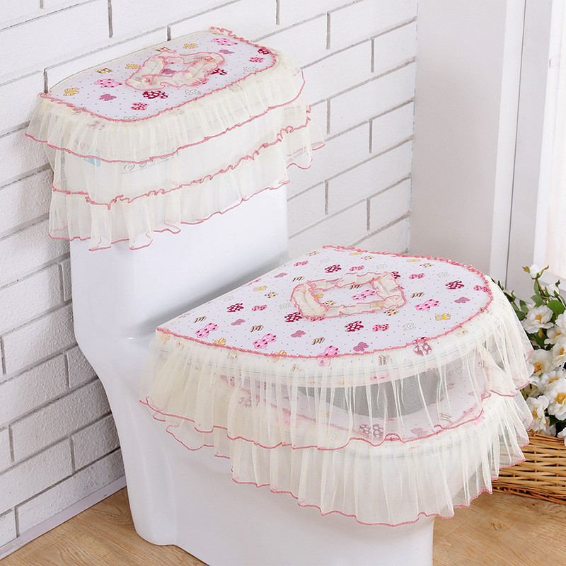 เบาะรองนั่งชักโครกชุดสามชิ้นในครัวเรือนซิปฝาครอบกันฝุ่น - รูปที่ 4