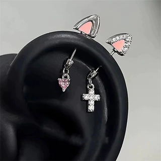 ผู้หญิงยอดนิยมโลหะผสม Rhinestone เรขาคณิต Earbone ต่างหู