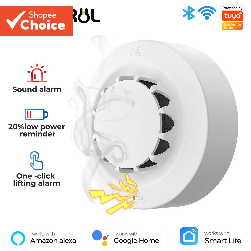SMATRUL ทํางาน Tuya WiFi สมาร์ทเครื่องตรวจจับสัญญาณเตือนควัน Fire Protection 90db Smokehouse Combination Fire Alarm Home Security System