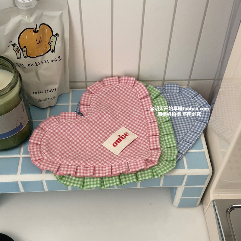 Love Plaid Coaster Creative Lace Desktop Decorative Mat Niche Handmade Placemat Cloth