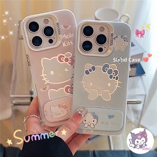 SAMSUNG สําหรับSamsung S25 S24 Ultra Plus S23FE S22 Plus S23 Ultra Plus A51 A53 A54 A55 A52 A52s A21s A20s A30 A20 A11 A22 Matteกันกระแทกน่ารักKitty Cat + กระจกกรณีกรณี