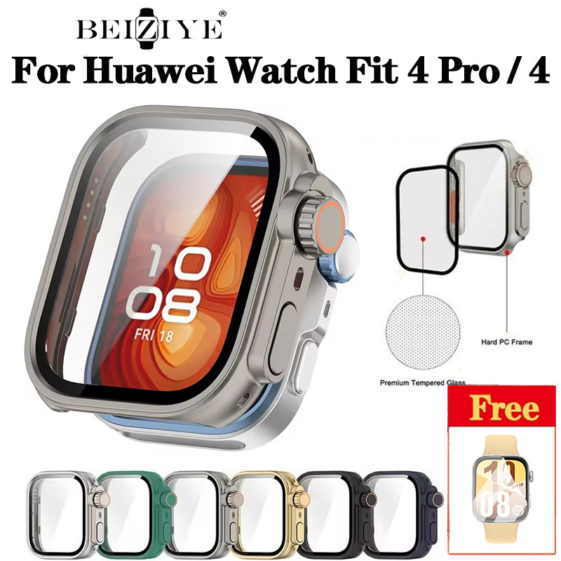 เปลี่ยนเคส Ultra สําหรับ Huawei Watch Fit 4 Pro เคสกระจกนิรภัย + ตัวป้องกันหน้าจอสําหรับ Huawei Watch Fit 4 อัพเกรด Ultra 2