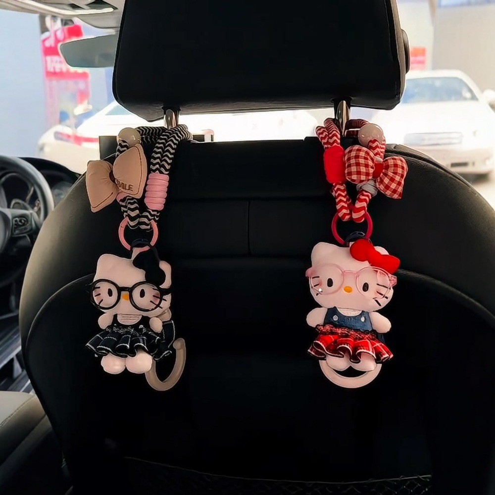 Plush Tartan Skirt Car Hook Creative High-Looking Car Interior Decoration Hook Cartoon Cute Car Chai