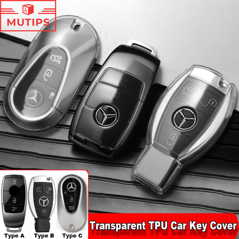 Mercedes Benz โปร่งใส TPU เคสกุญแจรถยนต์ เคสกุญแจรีโมทรถยนต์ สำหรับ W211 W212 W206 W124 W205 C Class W207 W204 W220 W213 W218 W222