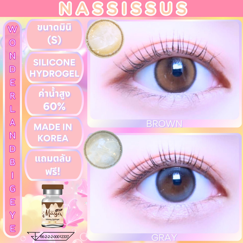 🔥คอนแทคเลนส์ Silicone Hydrogel ค่าอมน้ำ 60%❤️Size : S❤️รุ่น Nassissus (Mayalens Premium)