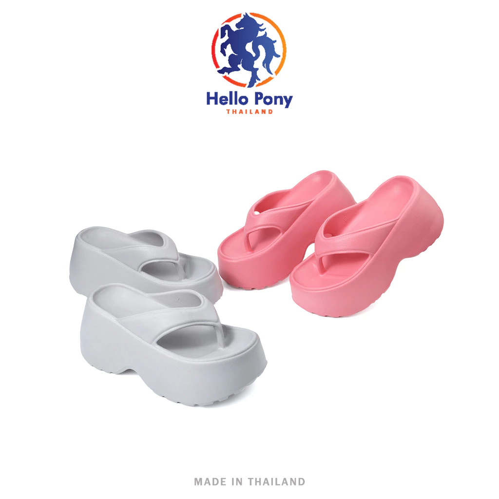 Hello Pony รุ่น MHM4008 รองเท้าแตะหูหนีบ แฟชั่นสำหรับผู้หญิง EVA รองเท้าส้นสูง ซอฟท์ กันลื่น กันน้ำ ส่งจากไทย