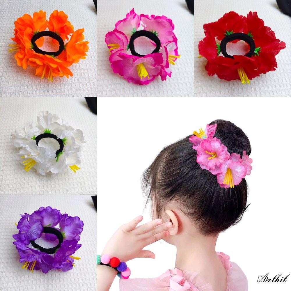 ยางรัดผดอกชบา ยางรัดผมดอกไม้ พร้อมส่ง