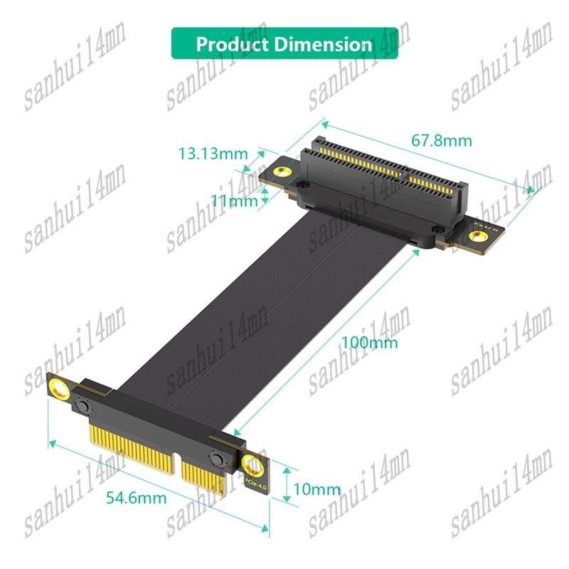 PCI-E PCI Express 4.0 4X Extension Cable (ทิศทางแนวตั้งคู่ 90 องศา) ราคา ถูกที่สุด ดีลบีเคเค แกลเลอรีภาพที่ 7