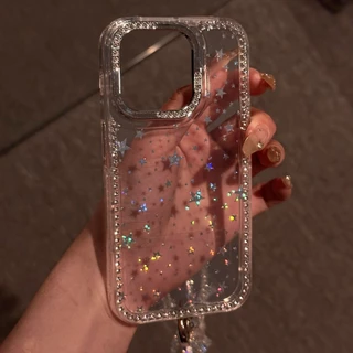 Huiwanju ใช้กับเคสโทรศัพท์มือถือ iPhone16promax 15 ใหม่ iphone14 เลเซอร์ดาว 13promax กลิตเตอร์ 12 อะคริลิค 11pro ผู้หญิง 16plus เพชรเต็มดาวป้องกันการตก 16E เคสป้องกัน