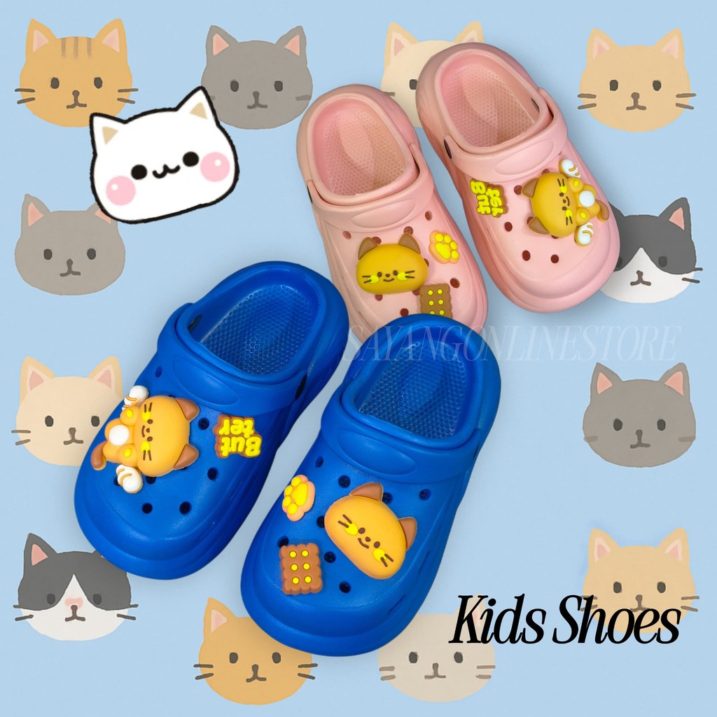 CAT Kids Clogs Sandal Meow Shoe Girl sandal Kasut Budak Kucing Perempuan Comel 儿童卡通猫咪鞋