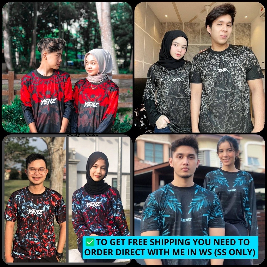 เสื้อยืด 2022 BAJU COUPLE YENZ EXCLUSIVE SHORT SLEEVE & LONG SLEEVE (ชุด COUPLE- FAMILY SET-MEN & WO