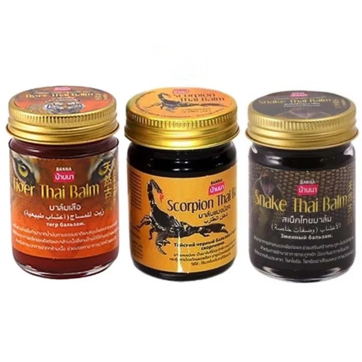 บ้านนา บาล์ม ยาหม่องสมุนไพรไทย 1 ขวด สูตรเสือ งู แมงป่อง (Tiger / Snake / Scorpion Balm) 50 กรัม