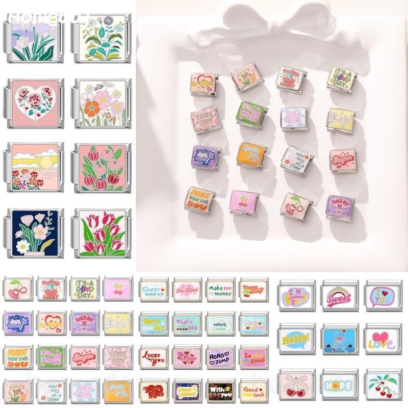 Dopamine Fantasy Letter ใหม่แฟชั่น Charm Italian Links Fit สร้อยข้อมือ 9 มม.เครื่องประดับสแตนเลส DIY ทํา