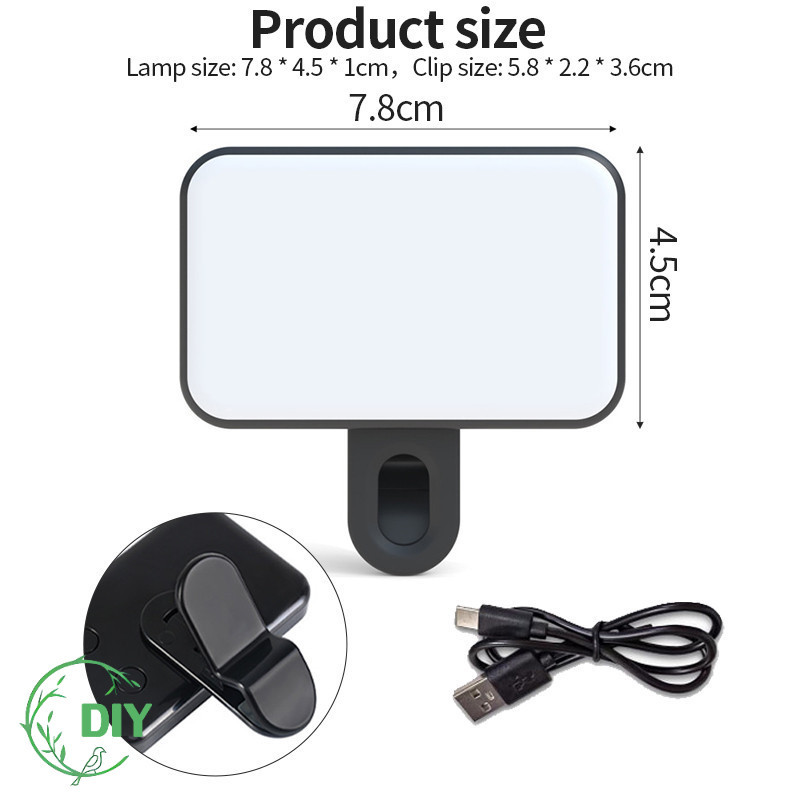 ไฟเซลฟี่ LED คลิปไฟเซลฟี่ 3 โหมด แบบพกพา ปรับความสว่างได้ สําหรับโทรศัพท์มือถือ แล็ปท็อป