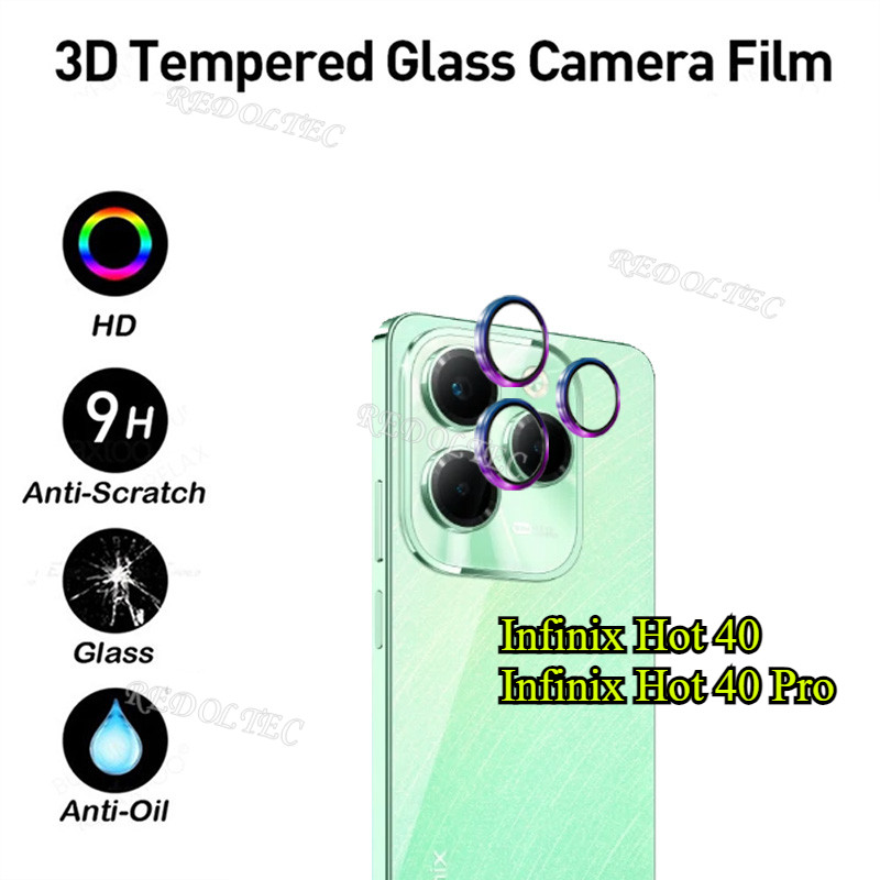 Infinix Hot 40 40Pro แหวนโลหะกล้องเลนส์ป้องกัน Infinix Hot 40 Pro Hot40 Pro กระจกนิรภัยคลุมทั้งหมดฟิล์ม Protector