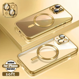 เคสโทรศัพท์โปร่งใสแบบแม่เหล็กเคลือบด้วยไฟฟ้าหรูหราเหมาะสําหรับ ไอโฟน 11 12 13 14 15 16 มือโปร สูงสุด บวก